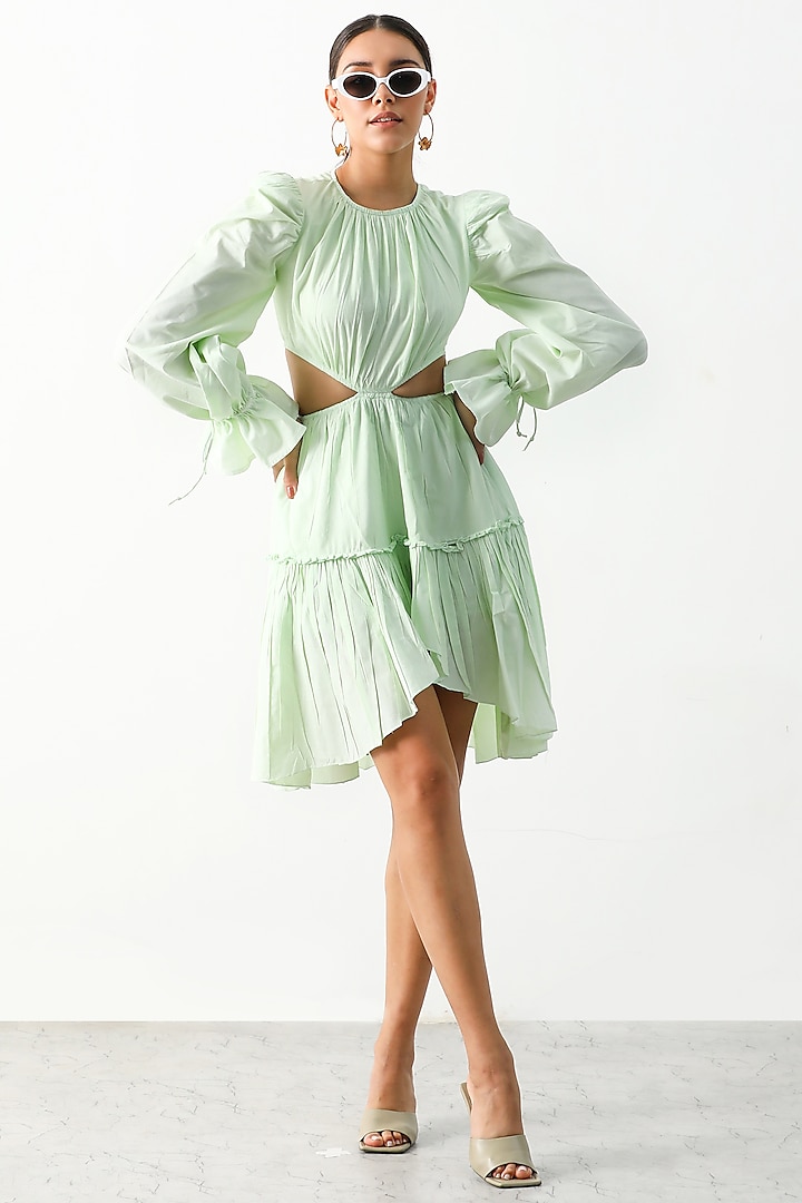 Mint Cotton Poplin Tiered Dress by THE IASO at Pernia's Pop Up Shop