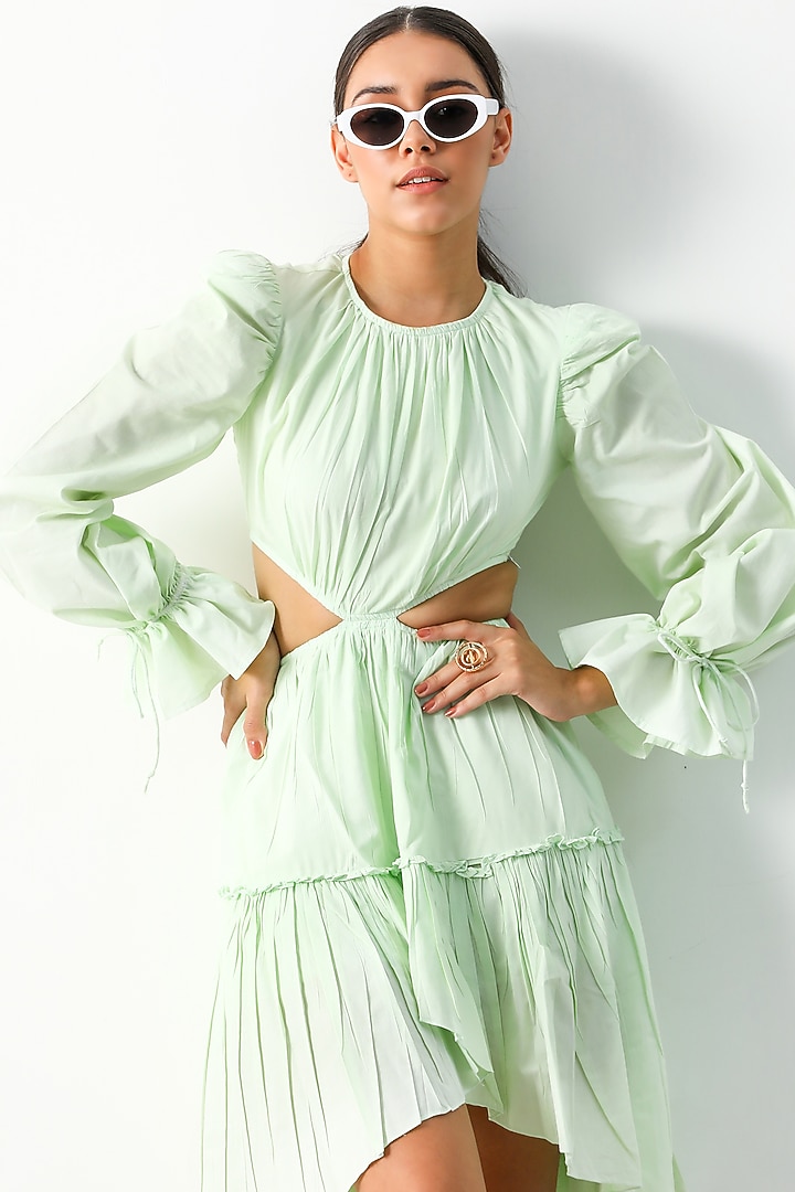Mint Cotton Poplin Tiered Vacation Dress by THE IASO at Pernia's Pop Up Shop