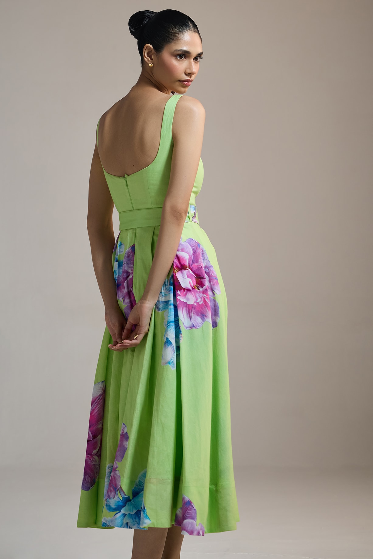 purple and lime green dress Green & Purple Beaded Gown with Crystal Accents – VALDRIN SAHITI main image 0