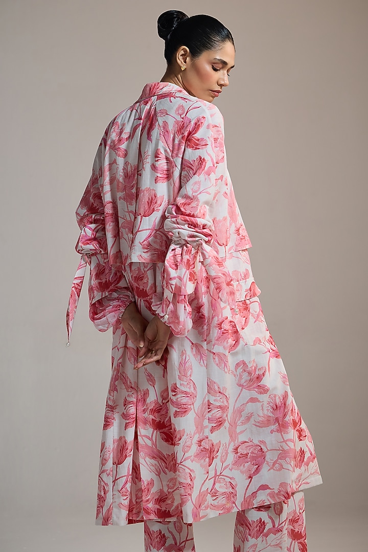 Soft White Soft Texture & Viscose Floral Printed Pants by THE IASO at Pernia's Pop Up Shop