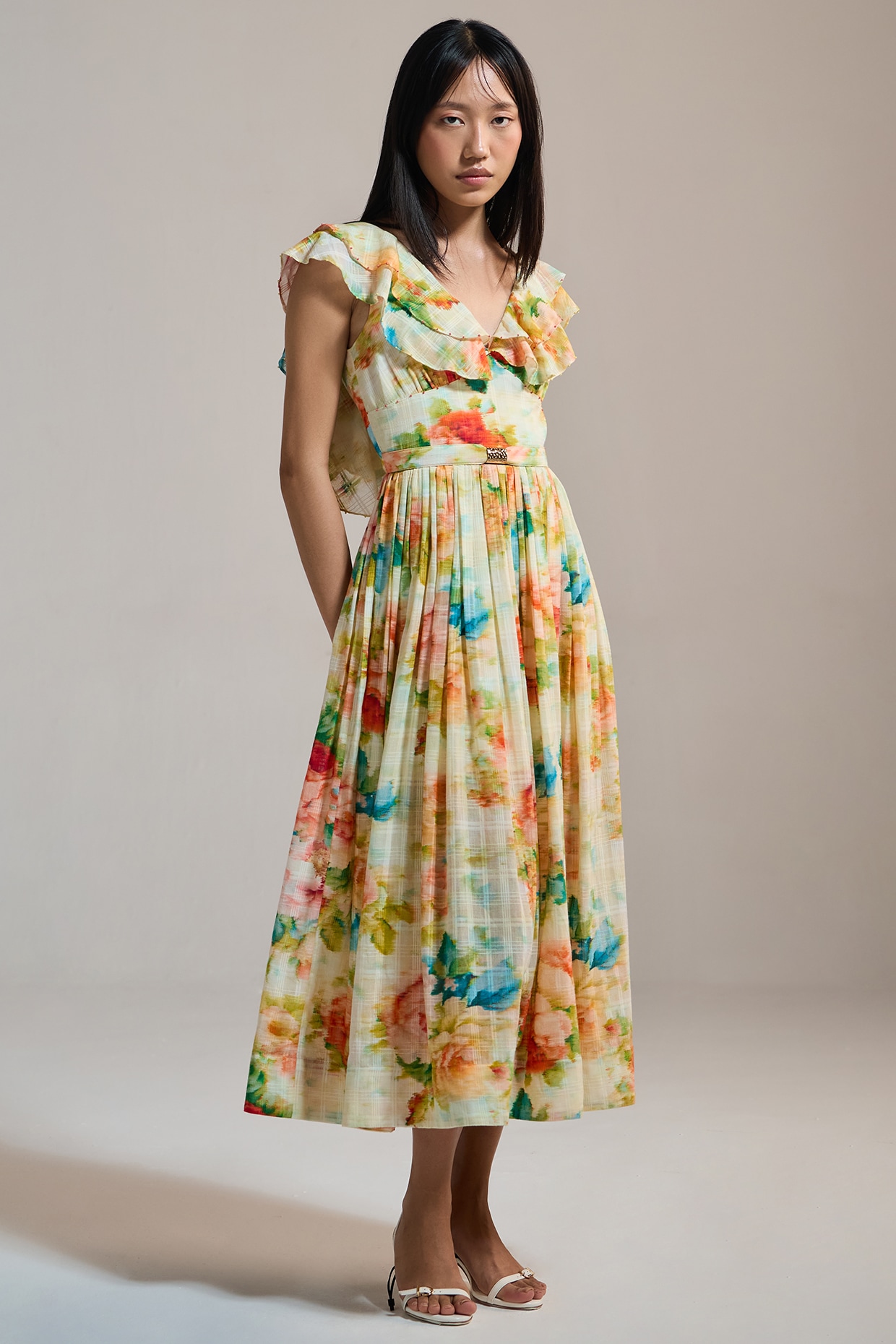 summer dresses short Ladies Flutter Sleeve Preppy Knitwear Maxi Dress main image 0