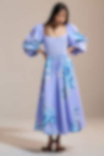 Lilac Italian Cotton Satin & Satin Corset-Style Midi Vacation Dress by THE IASO at Pernia's Pop Up Shop