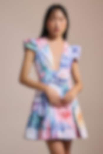 Multi-Colored Poplin & Cotton Floral Mini Vacation Dress by THE IASO at Pernia's Pop Up Shop