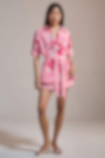 Multi-Colored Slub Texture & Viscose Floral Printed Shirt by THE IASO at Pernia's Pop Up Shop