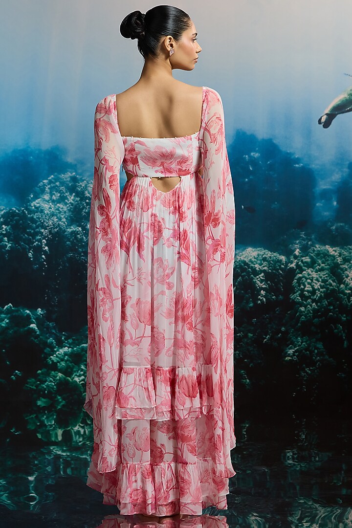 Soft White Crinkle Chiffon Floral Printed Maxi Vacation Dress by THE IASO at Pernia's Pop Up Shop