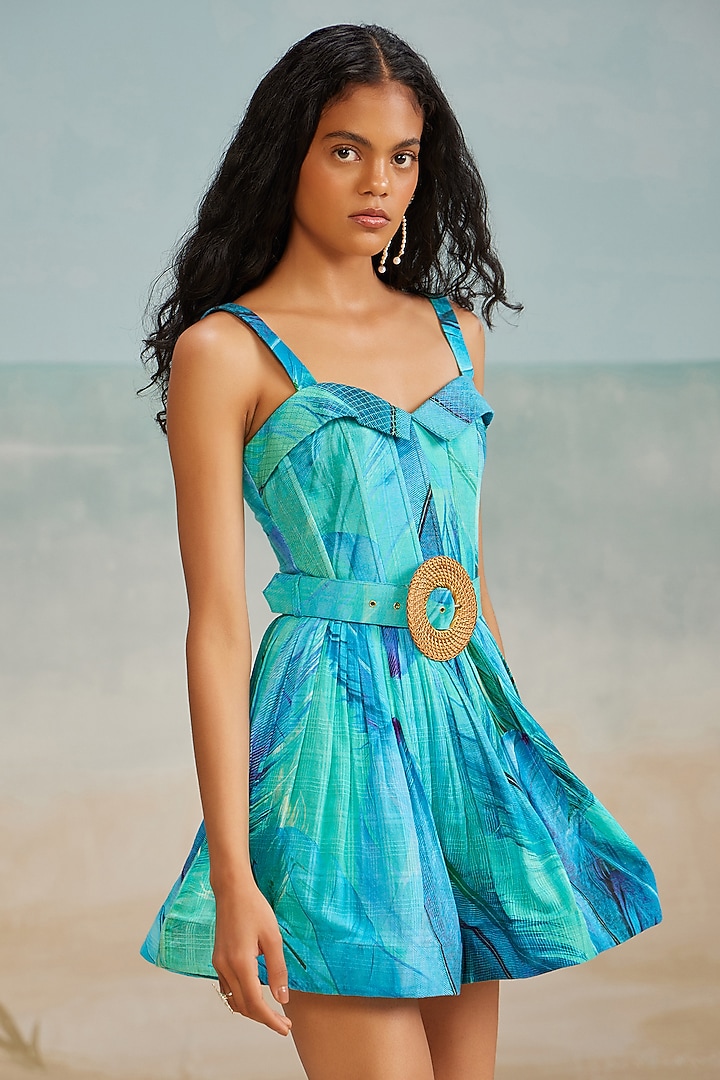 knee length dresses for ladies Cut-Out Bandeau Bodycon Mini Dress in Turquoise main image 1