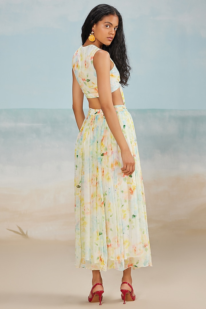 Pastel Crinkle Chiffon Printed Crop Top by THE IASO at Pernia's Pop Up Shop