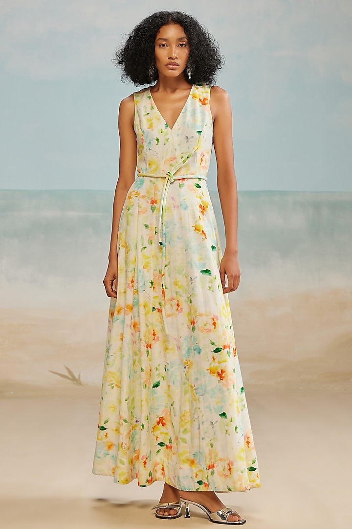 Pastel Slub Printed Maxi Dress by THE IASO at Pernia's Pop Up Shop