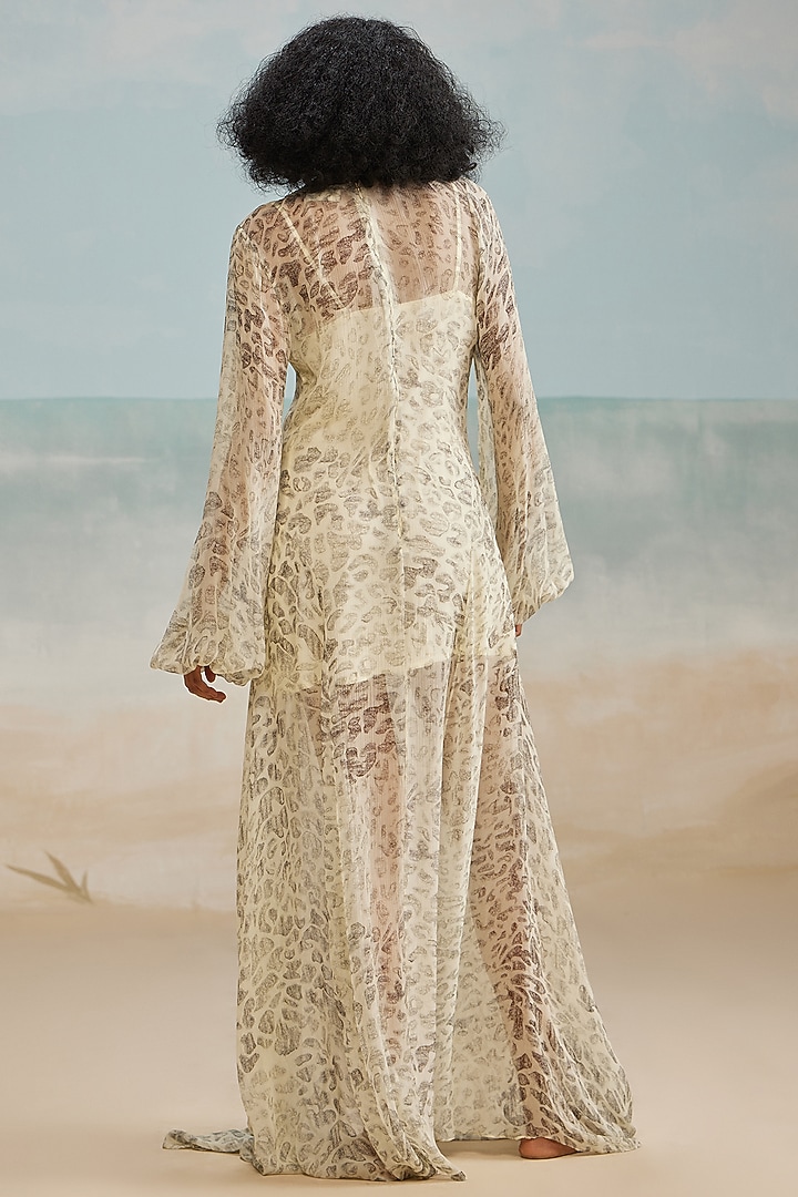 Grey Crinkle Chiffon Printed Slip-On Maxi Vacation Dress by THE IASO at Pernia's Pop Up Shop