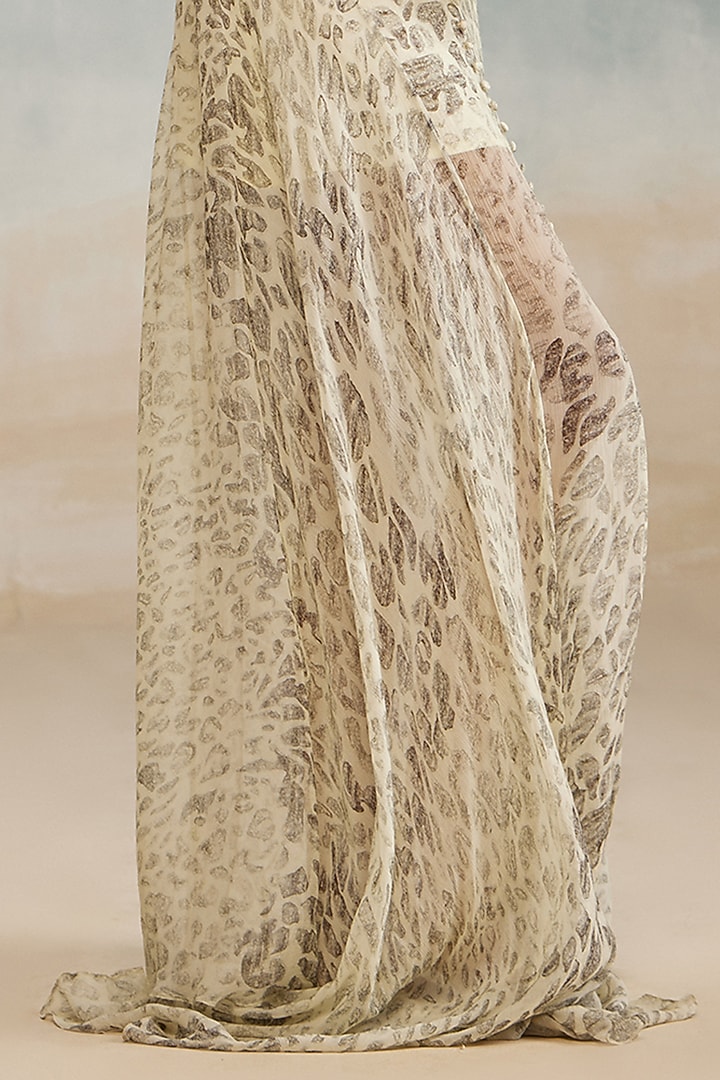 Grey Crinkle Chiffon Printed Slip-On Maxi Vacation Dress by THE IASO at Pernia's Pop Up Shop