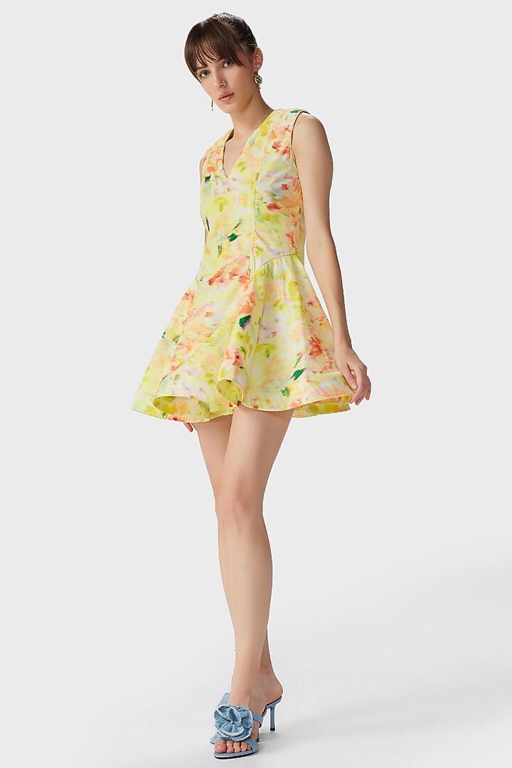 butter yellow skater dress Butter Yellow Cotton Poplin Printed Mini Skater Dress Design by THE IASO at  Pernia's Pop Up Shop 2026