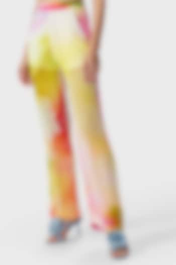 Multi-Colored Crinkle Chiffon Printed Pants by THE IASO