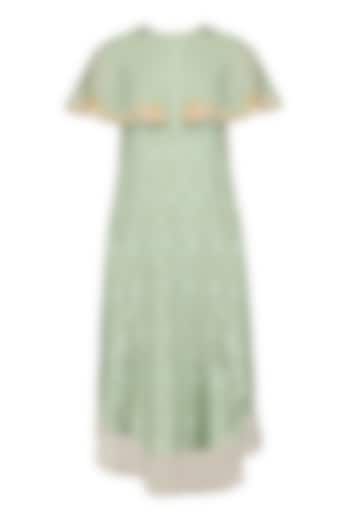 Mint Floral Layered Cape Style Dress by I AM DESIGN