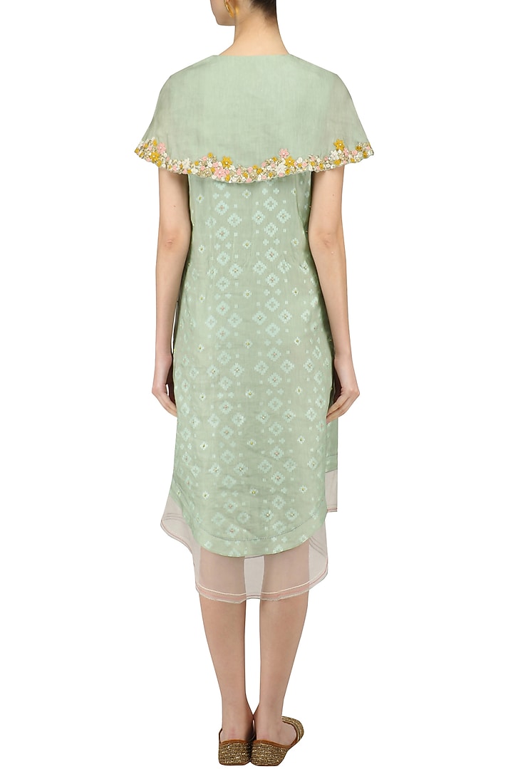 Mint floral layered cape style dress available only at Pernia's Pop Up Shop.