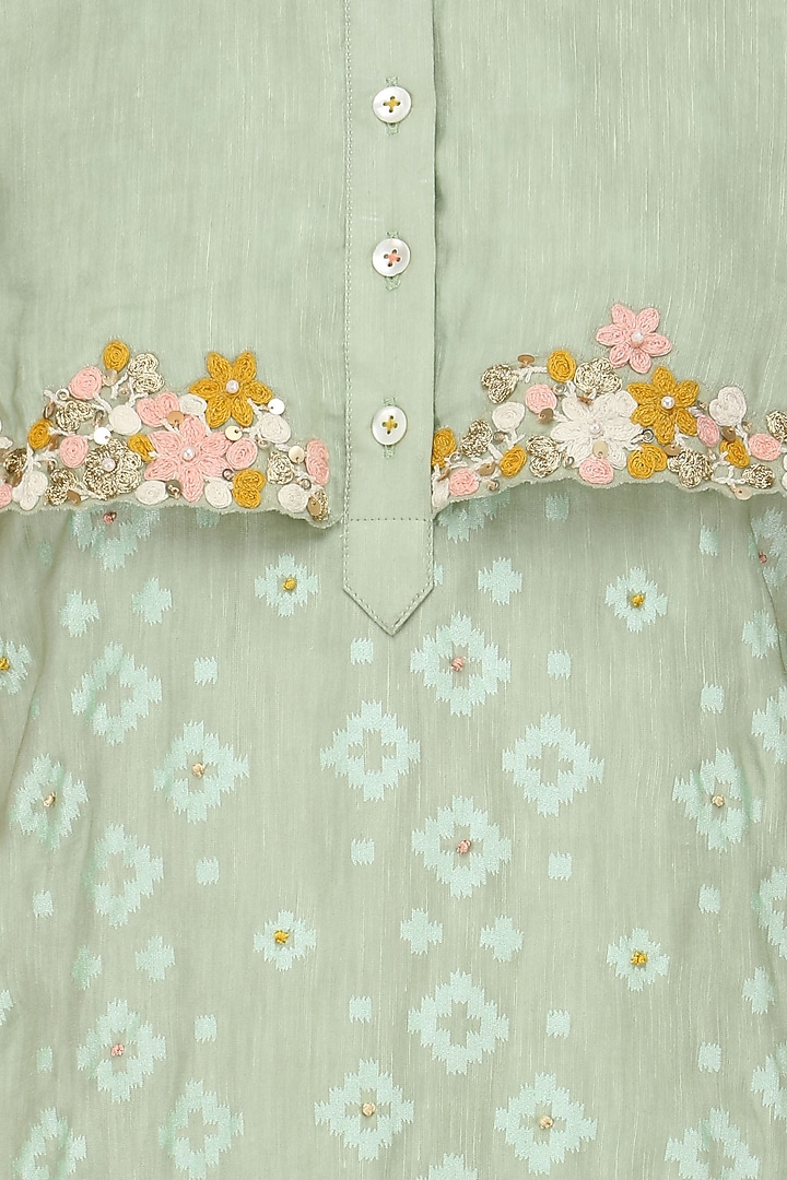Mint floral layered cape style dress available only at Pernia's Pop Up Shop.
