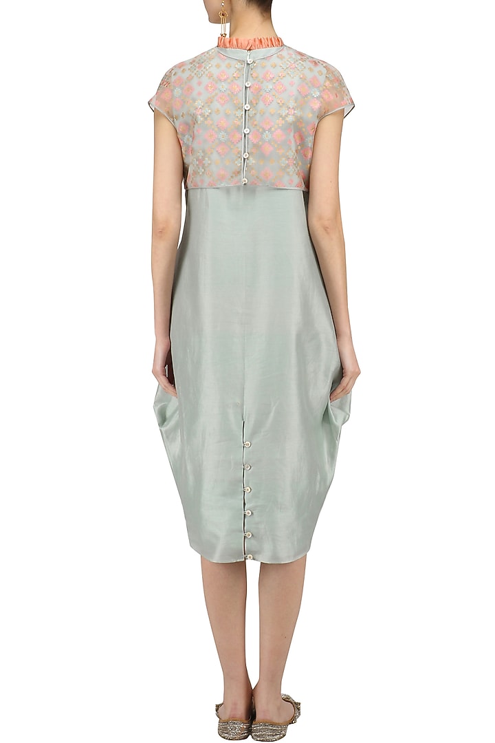 Mint tye and dye kantha embroidered dress available only at Pernia's Pop Up Shop.