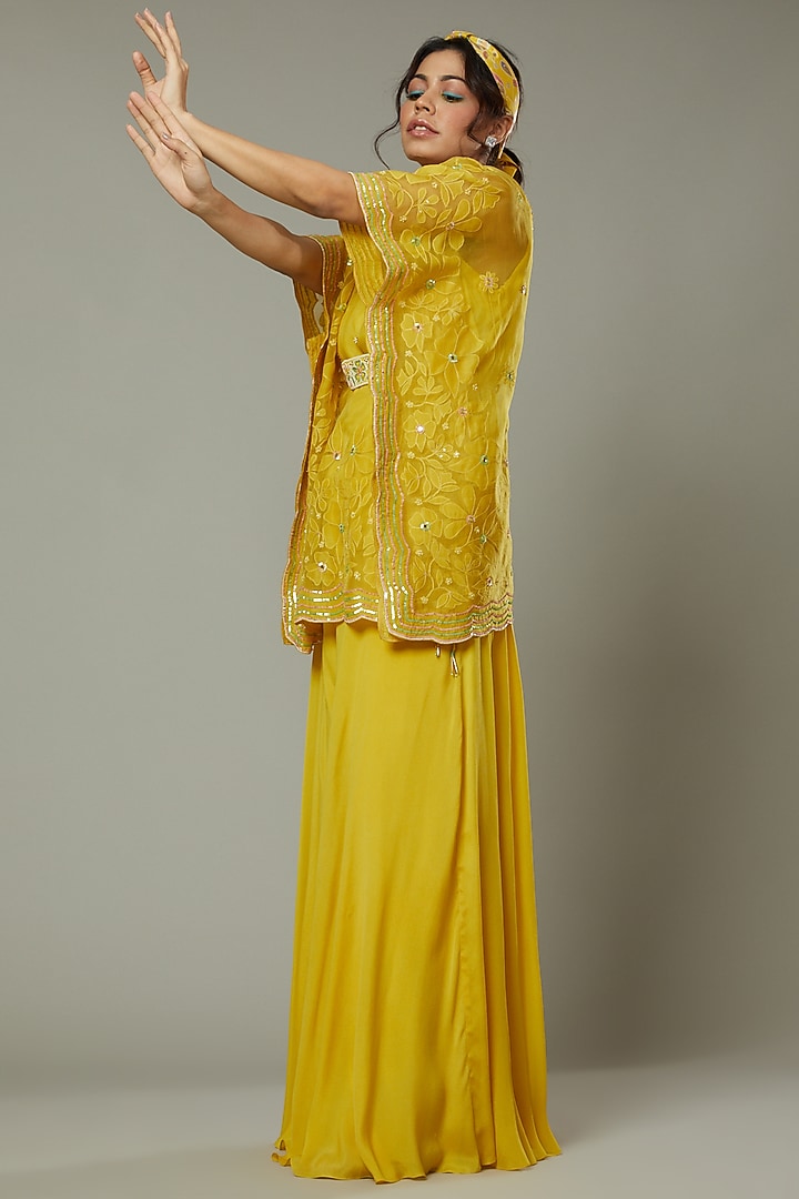 Mango Bite Candy Silk Organza Palazzo Pant Set by I AM DESIGN at Pernia's Pop Up Shop