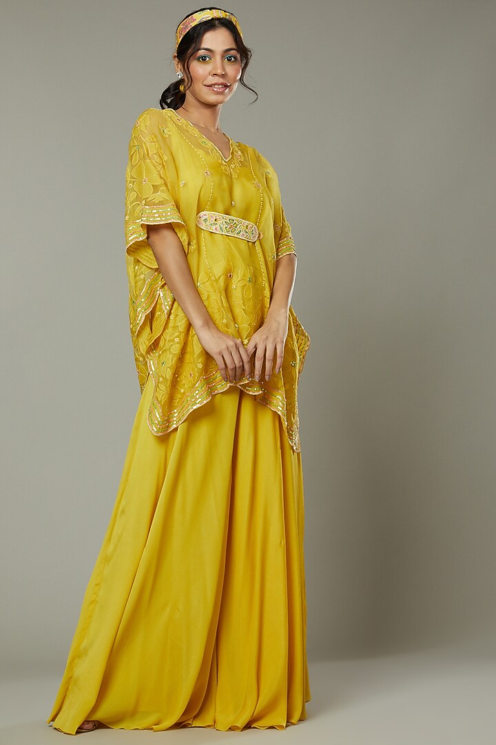 Mango Bite Candy Silk Organza Palazzo Pant Set by I AM DESIGN at Pernia's Pop Up Shop