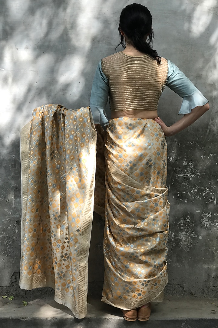 Mint Raw Silk Embroidered Blouse by I Am Design at Pernia's Pop Up Shop