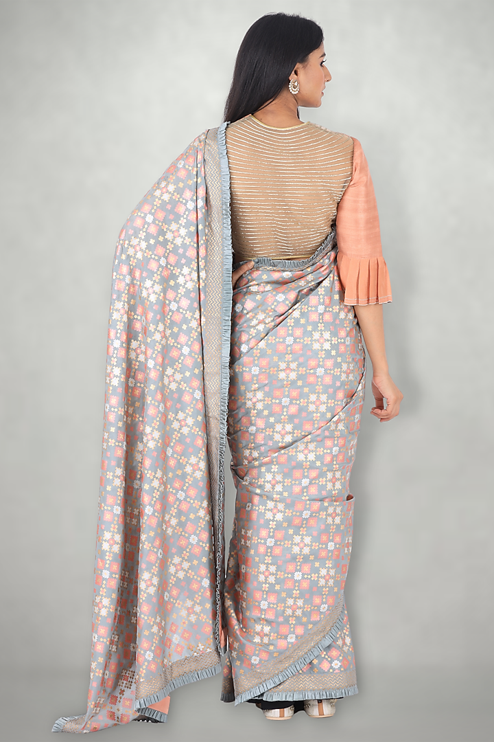 Peach Silk Embroidered Blouse by I Am Design at Pernia's Pop Up Shop