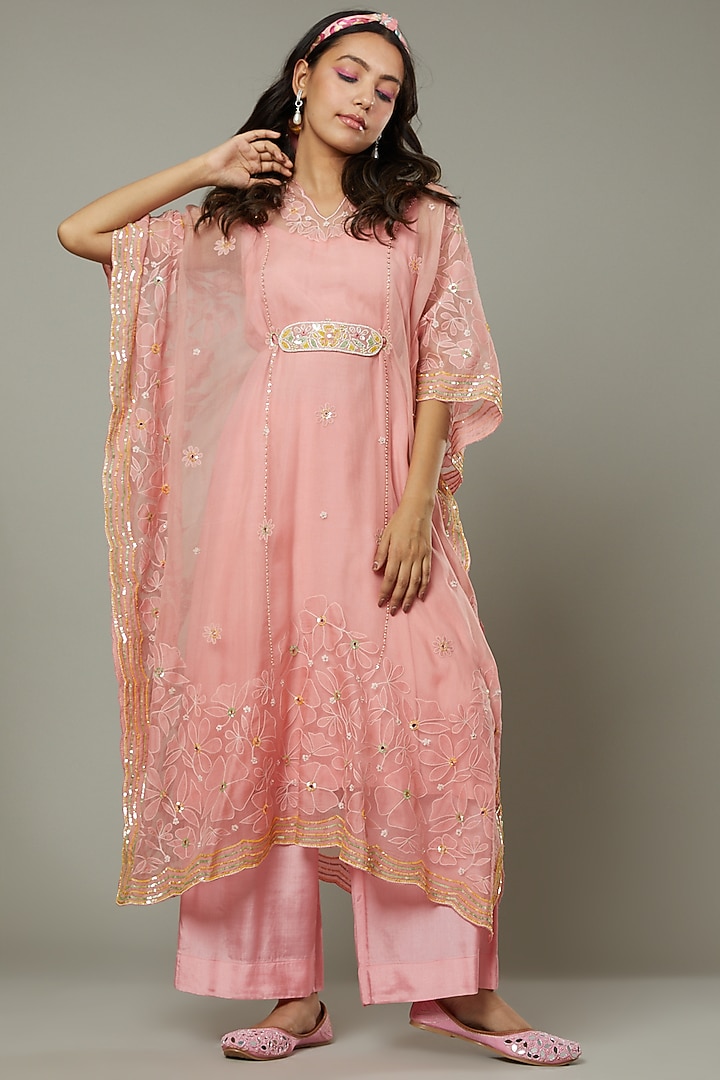 Candy Floss Applique & Hand Embroidered Kaftaan Set by I AM DESIGN at Pernia's Pop Up Shop