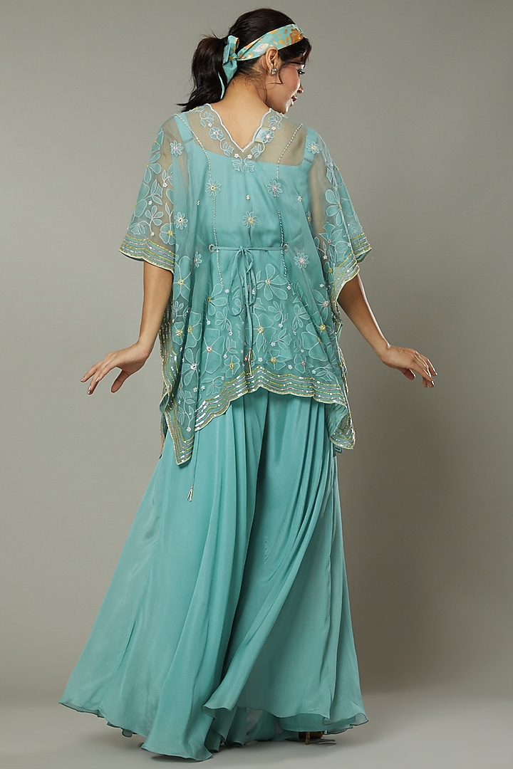 Peppermint Candy Silk Organza Flared Palazzo Pant Set by I AM DESIGN at Pernia's Pop Up Shop