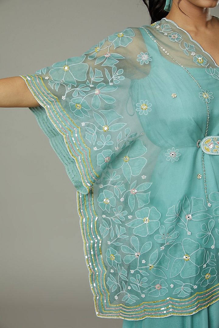 Peppermint Candy Silk Organza Flared Palazzo Pant Set by I AM DESIGN at Pernia's Pop Up Shop