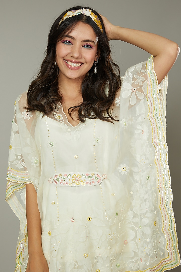 Vanilla Candy Silk Organza Flared Palazzo Pant Set by I AM DESIGN at Pernia's Pop Up Shop