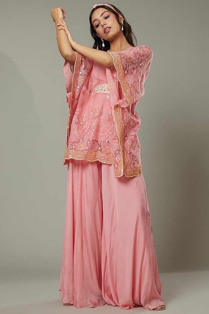 Candy Floss Silk Organza Flared Palazzo Pant Set by I AM DESIGN at Pernia's Pop Up Shop