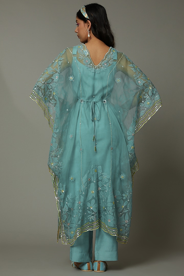 Peppermint Candy Applique & Hand Embroidered Kaftaan Set by I AM DESIGN at Pernia's Pop Up Shop