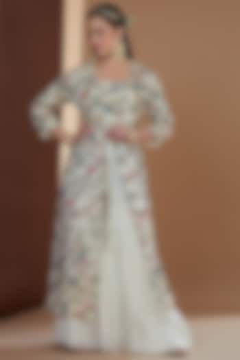 Ivory Chinon Chiffon Gharara Set by Ivory by dipika at Pernia's Pop Up Shop