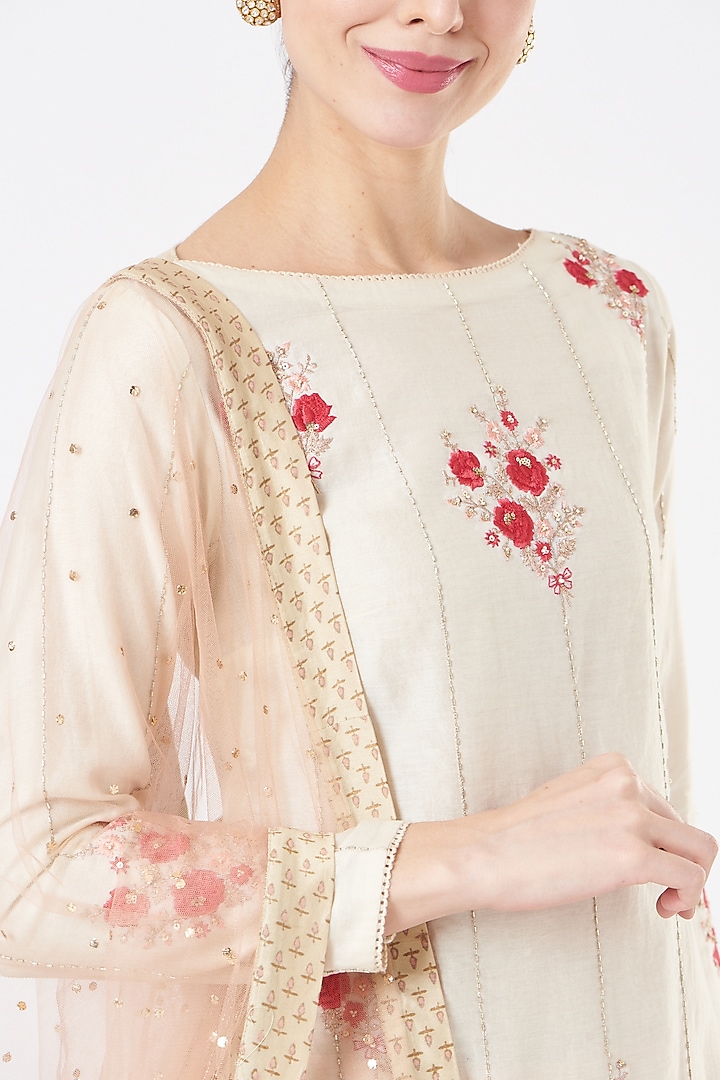 Ivory Banarasi Embroidered Wedding Sharara Set by Ivory by dipika at Pernia's Pop Up Shop