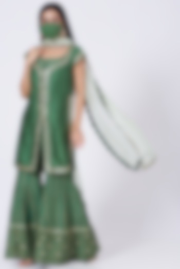 Fern Green Sequins Embroidered Gharara Set by Ivory by dipika