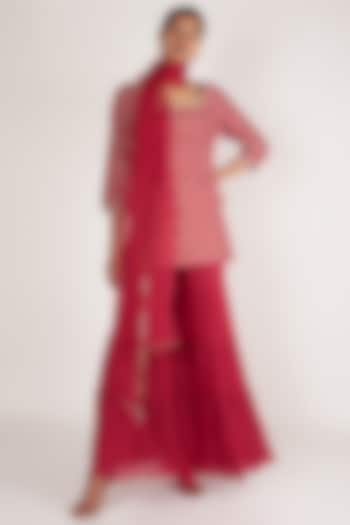 Cherry Embroidered Party Wear Sharara Set by Ivory by dipika at Pernia's Pop Up Shop