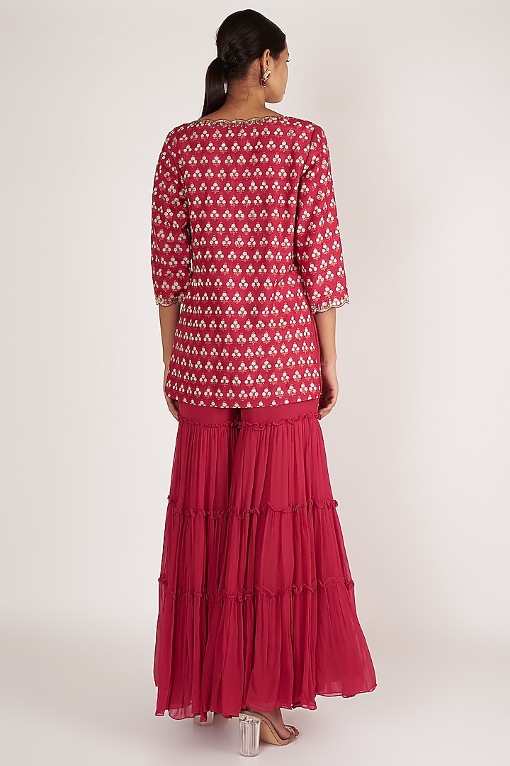 Cherry Embroidered Party Wear Sharara Set by Ivory by dipika at Pernia's Pop Up Shop