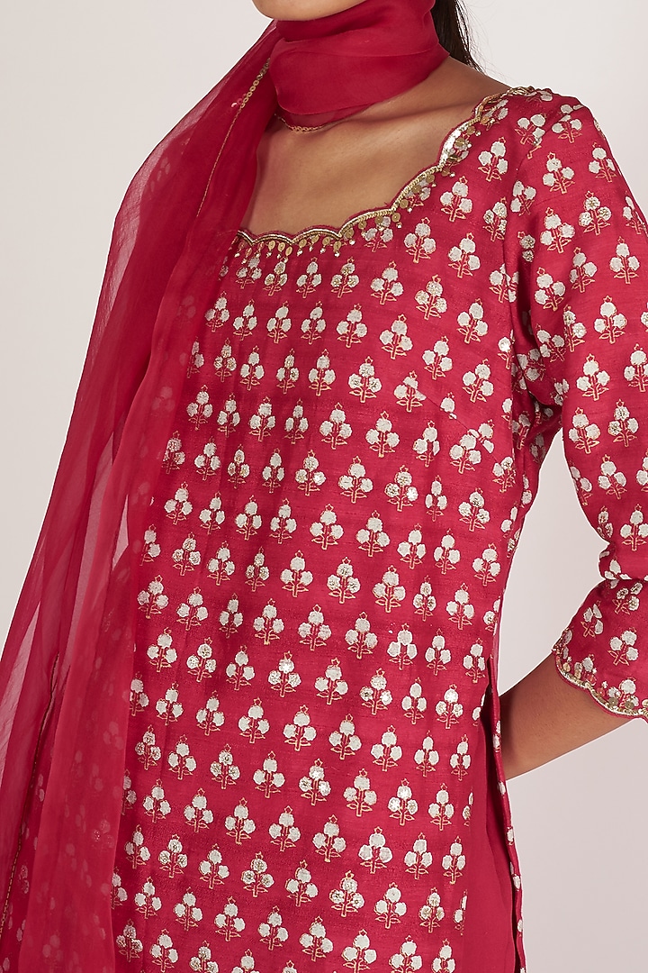 Cherry Embroidered Party Wear Sharara Set by Ivory by dipika at Pernia's Pop Up Shop