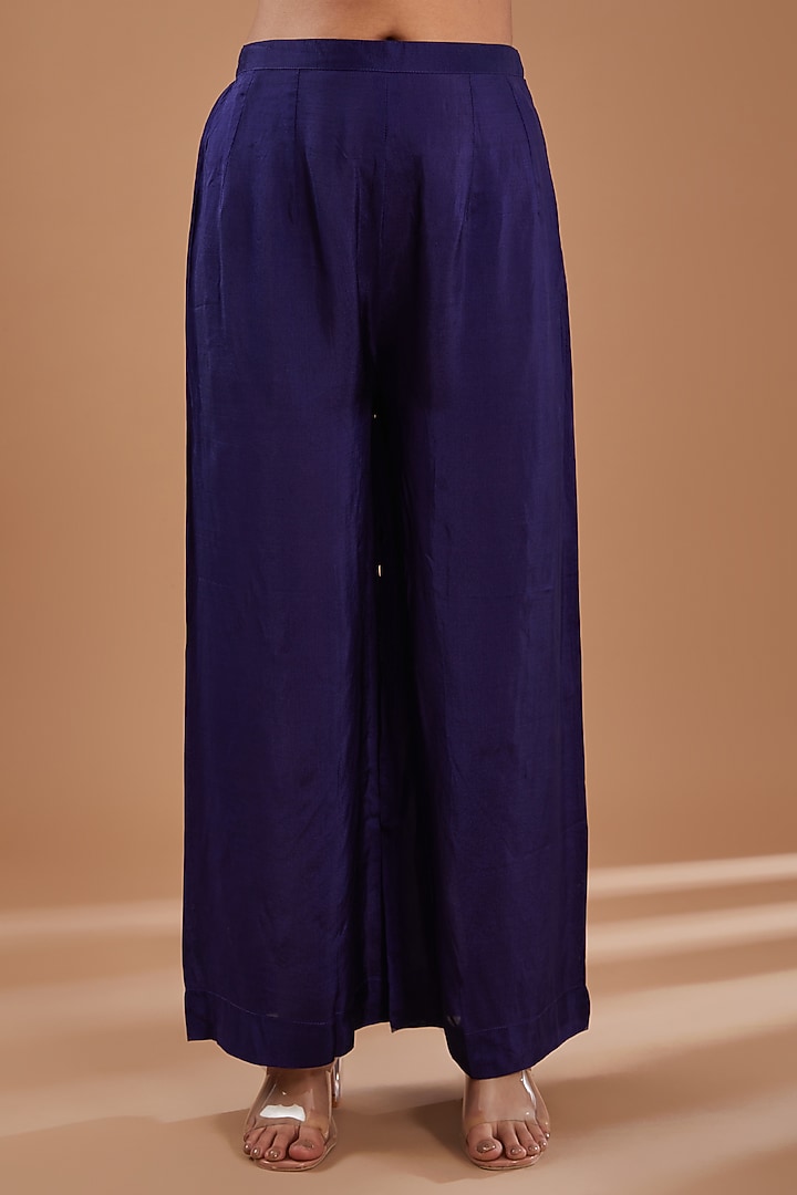 Ink Blue Georgette Sequins Embroidered Kurta Set by Ivory by dipika at Pernia's Pop Up Shop