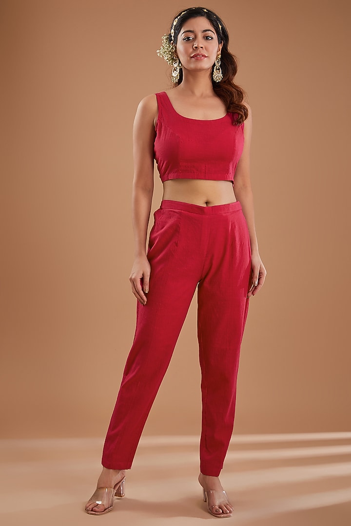 Hot Pink Viscose Organza Floral Printed Co-Ord Set by Ivory by dipika at Pernia's Pop Up Shop