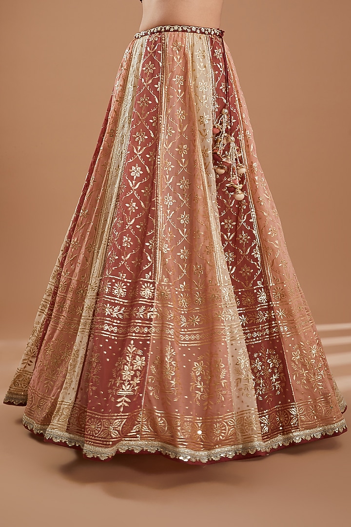 Multi-Colored Viscose Georgette Gota Embroidered Kalidar Wedding Lehenga Set by Ivory by dipika at Pernia's Pop Up Shop