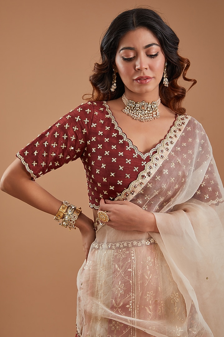 Multi-Colored Viscose Georgette Gota Embroidered Kalidar Wedding Lehenga Set by Ivory by dipika at Pernia's Pop Up Shop