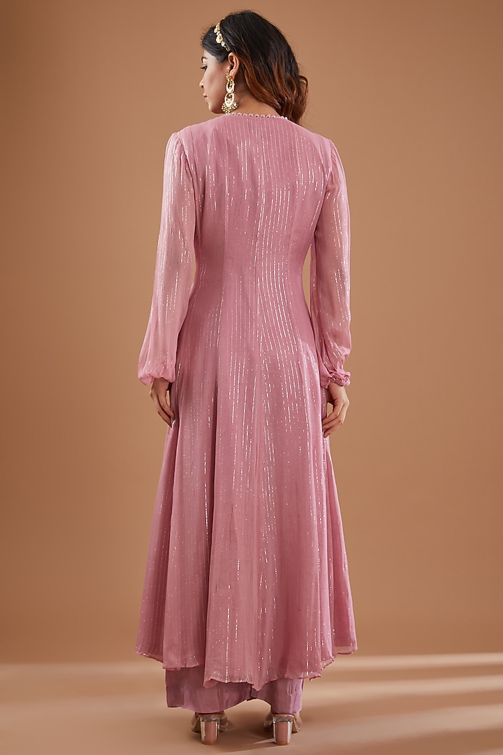 Lilac Georgette Sequins Embroidered Kurta Set by Ivory by dipika at Pernia's Pop Up Shop