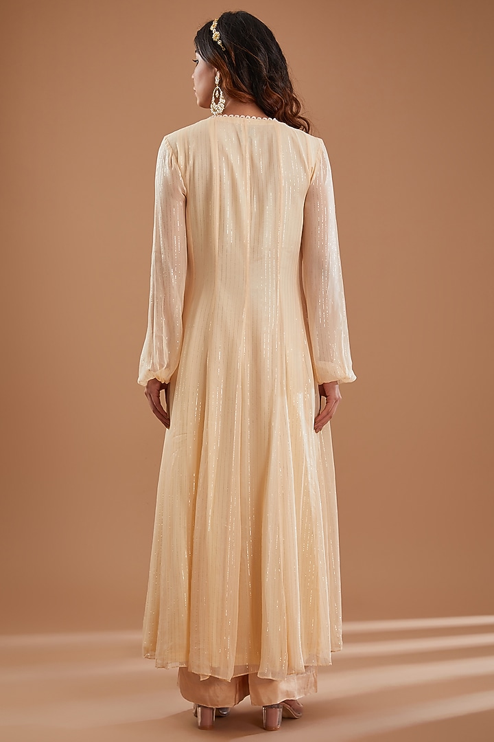 Ecru Georgette Sequins Embroidered Kurta Set by Ivory by dipika at Pernia's Pop Up Shop