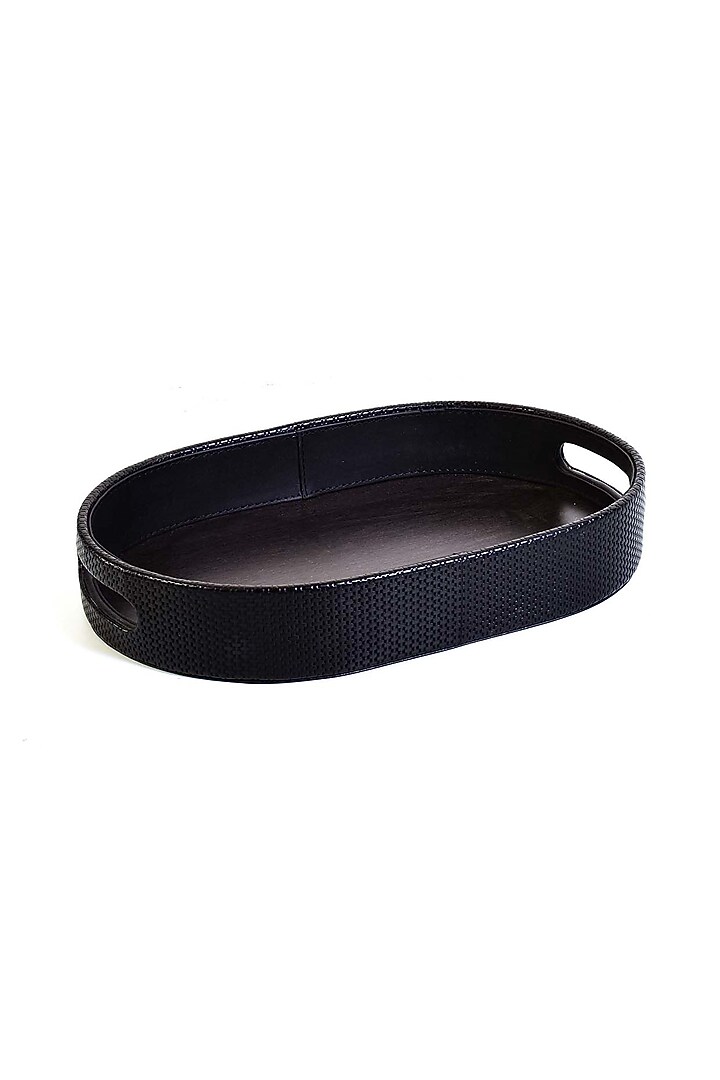 Black Leatherette & Wood Capsule Tray by ICHKAN at Pernia's Pop Up Shop