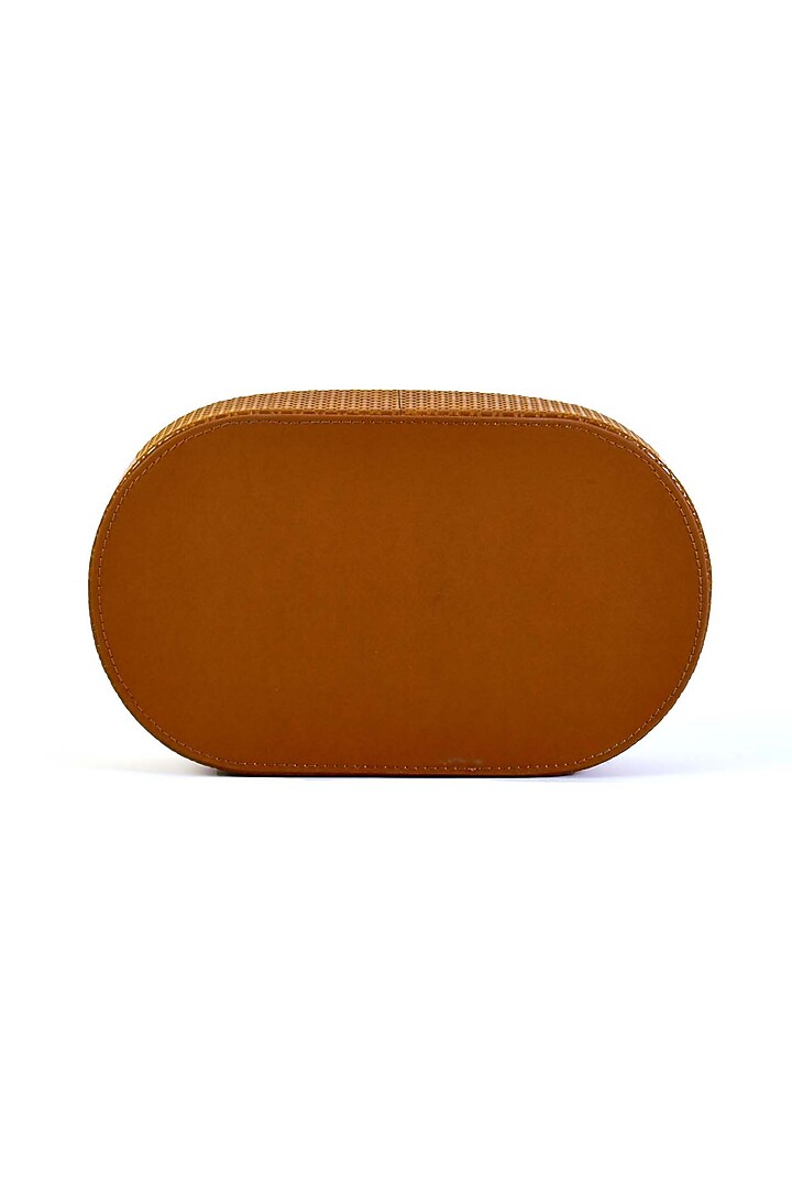Tan Leatherette & Wood Textured Towel Tray by ICHKAN at Pernia's Pop Up Shop