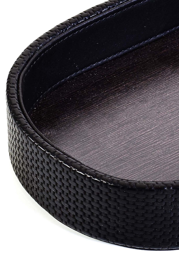 Black Leatherette & Wood Textured Towel Tray by ICHKAN at Pernia's Pop Up Shop