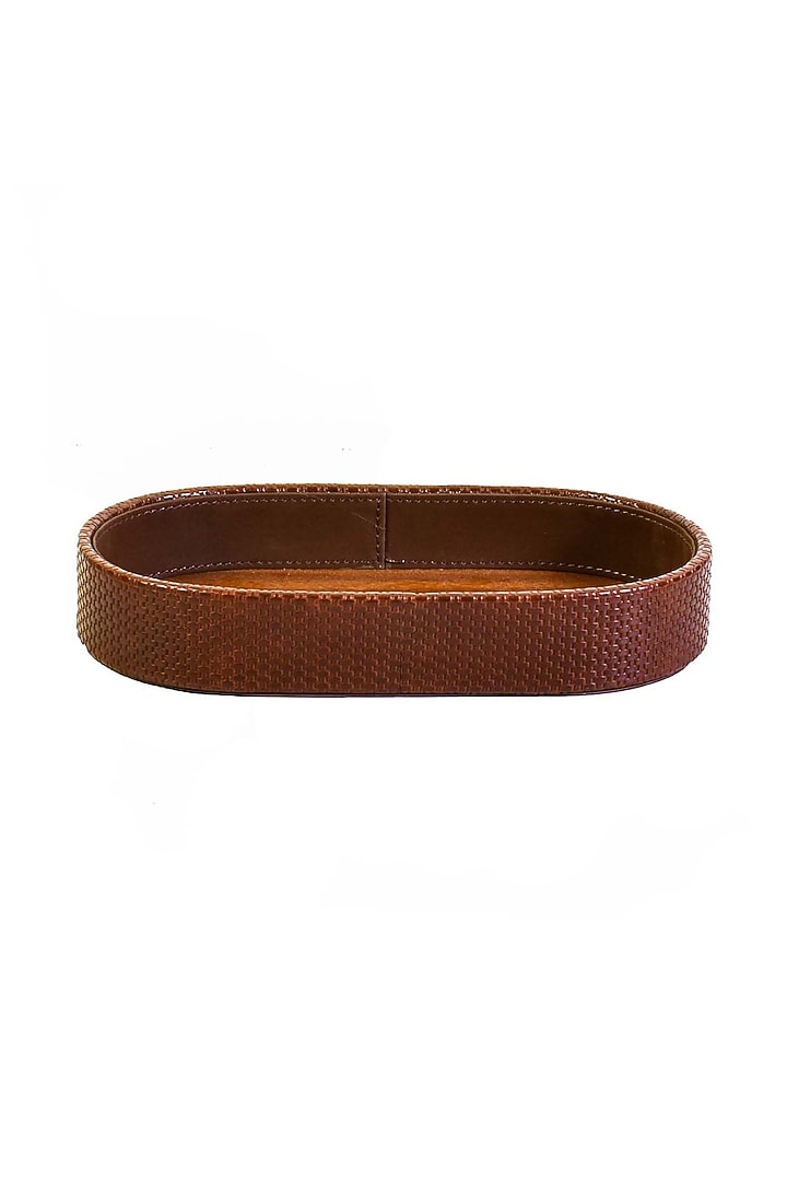 Brown Leatherette & Wood Textured Towel Tray by ICHKAN at Pernia's Pop Up Shop