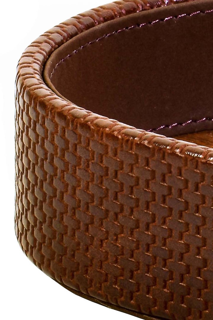 Brown Leatherette & Wood Textured Towel Tray by ICHKAN at Pernia's Pop Up Shop