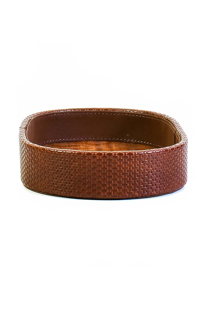 Brown Leatherette & Wood Textured Towel Tray by ICHKAN at Pernia's Pop Up Shop