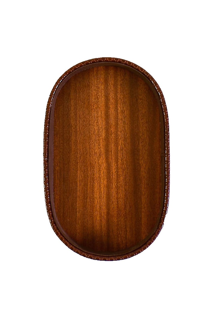 Brown Leatherette & Wood Textured Towel Tray by ICHKAN at Pernia's Pop Up Shop