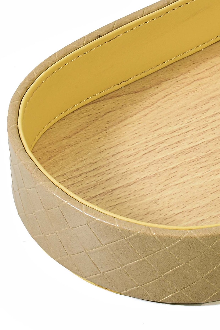 Ivory Leatherette & Wood Textured Towel Tray by ICHKAN at Pernia's Pop Up Shop